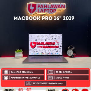 MacBook Pro 16" 2019 Intel Core i7/Ram 16GB/SSD 512GB/Layar 16" Retna